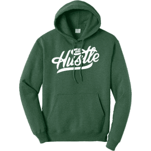 All Hustle green hoodie custom options for uniforms and sports apparel