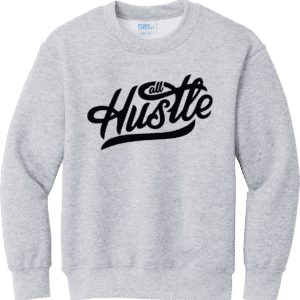 All Hustle gray youth crew cut sweatshirt custom options for uniforms and sports apparel