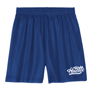 All Hustle dark blue long althletic shorts with custom options for uniforms and sports apparel